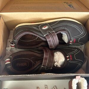 Brand new Ryka shoes in box, Velcro, brown, size 6